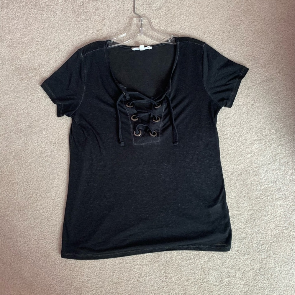 Black strappy v neck